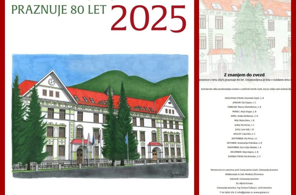 Stenski koledar Gimnazije Jesenice za leto 2025